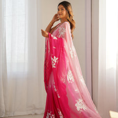 Pure Georgette & Sequins Embroidery Work Saree