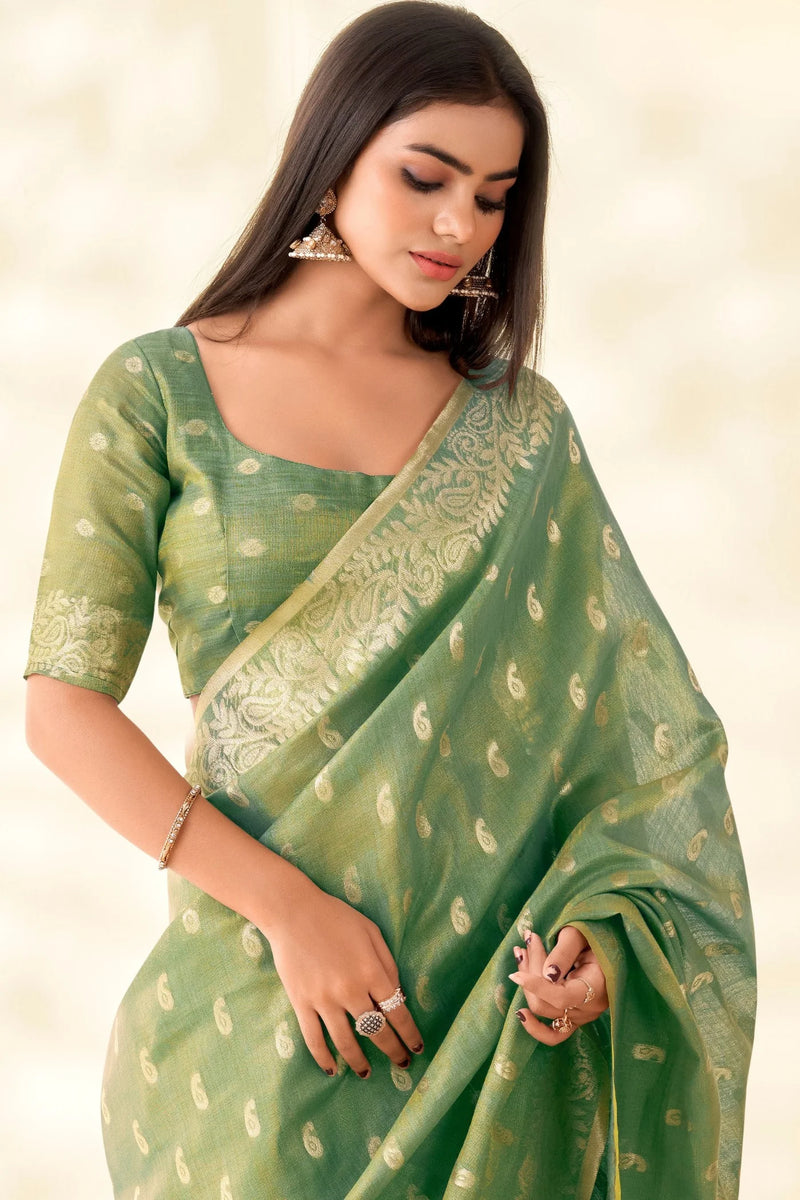 Woven Tissue Linen Blend Saree
