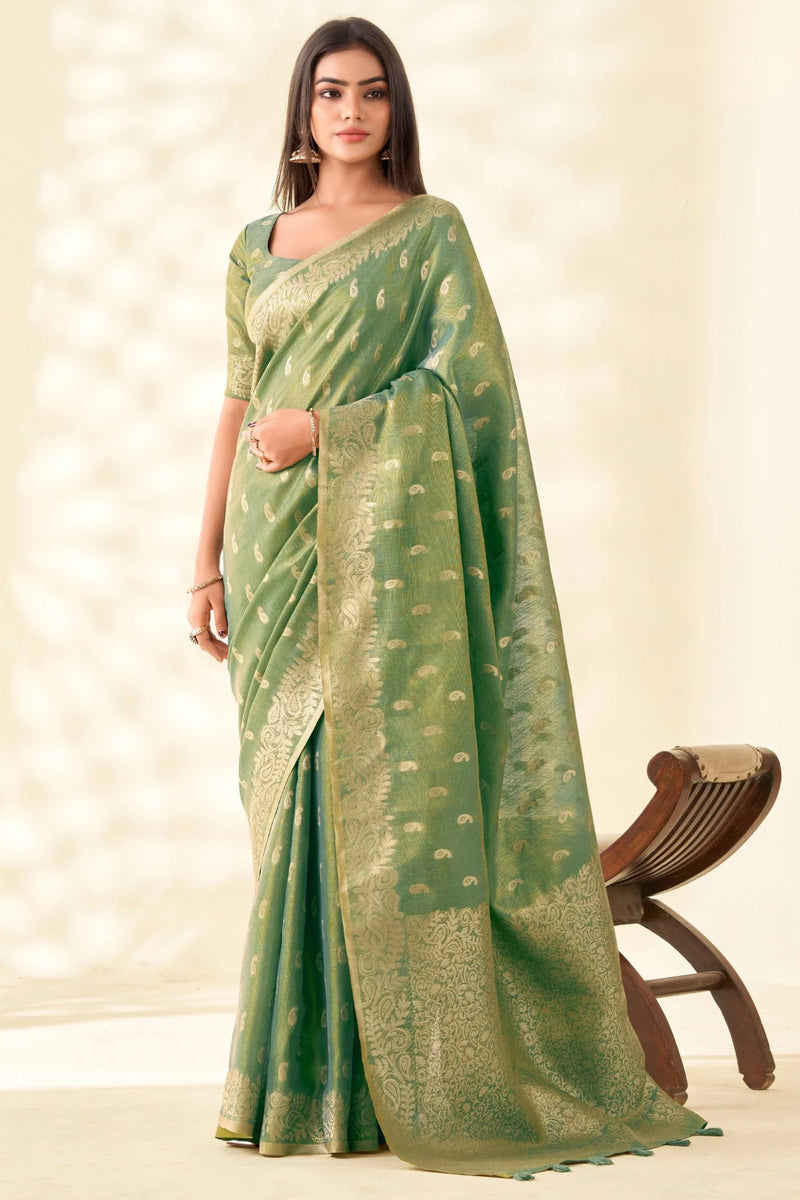Woven Tissue Linen Blend Saree