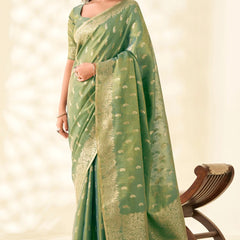 Woven Tissue Linen Saree