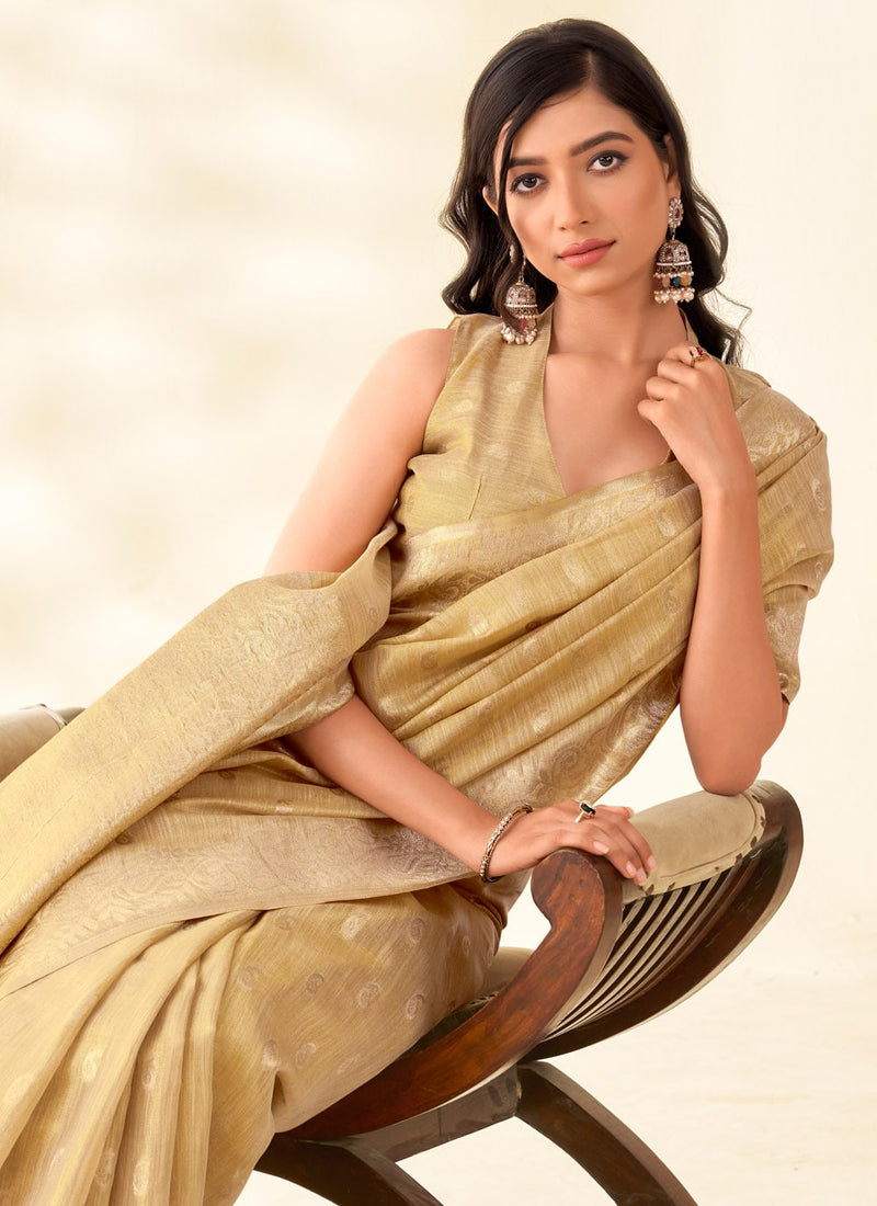 Woven Tissue Linen Saree