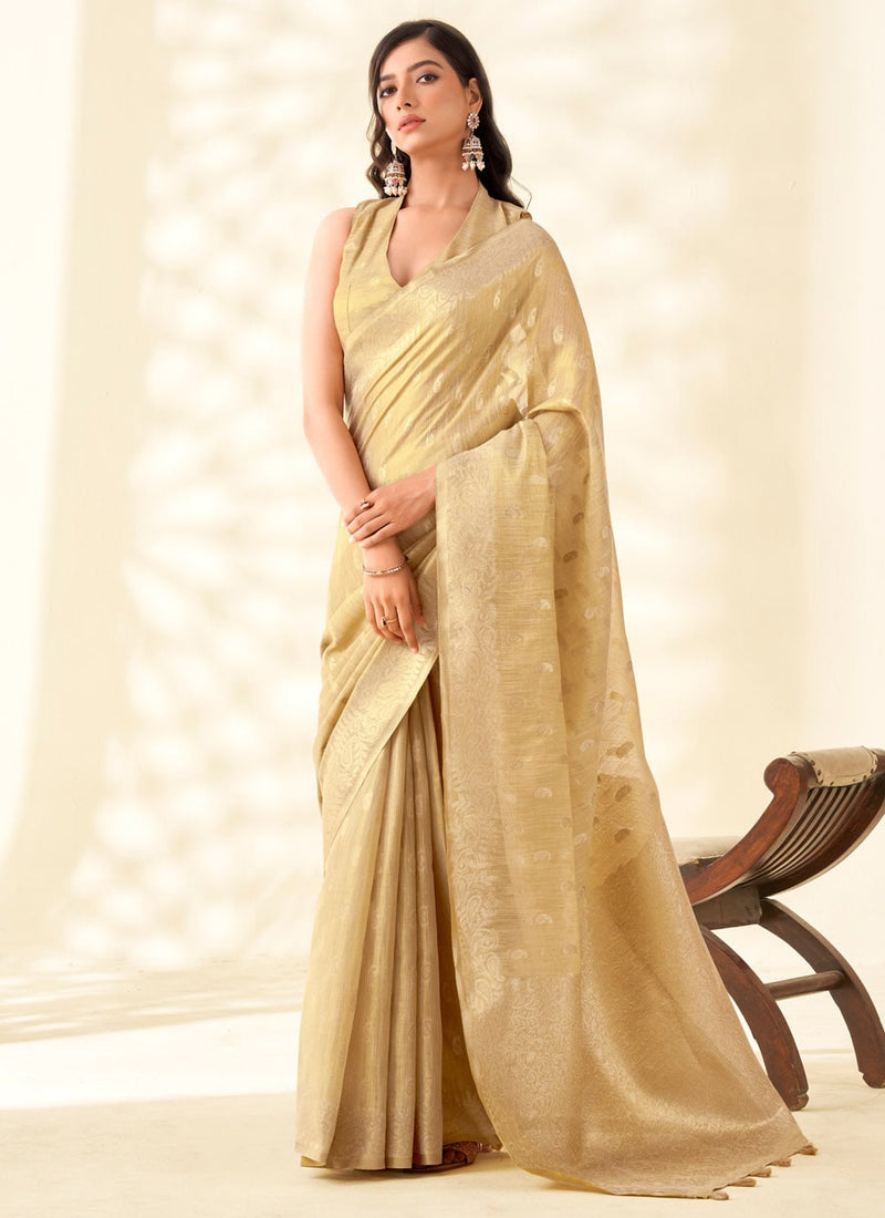 Woven Tissue Linen Blend Saree