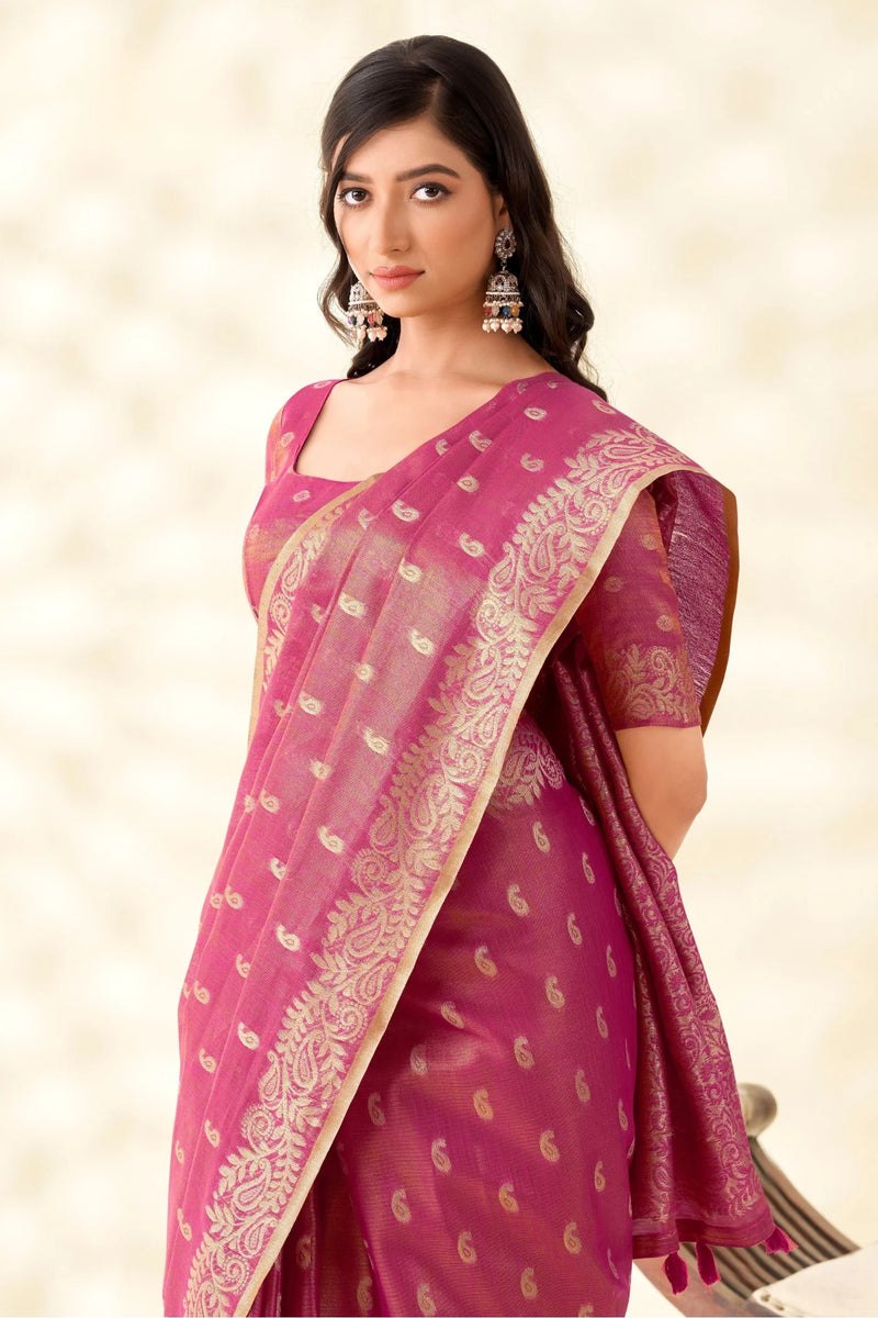 Woven Tissue Linen Blend Saree