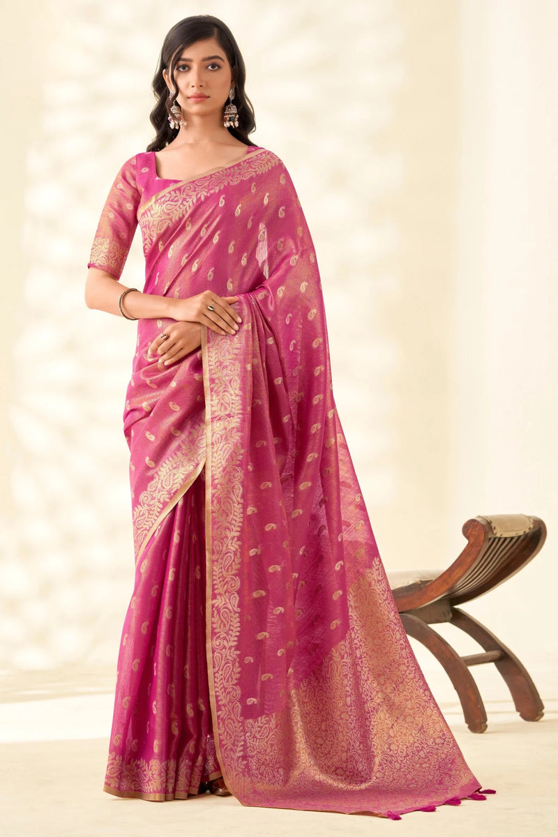 Woven Tissue Linen Saree