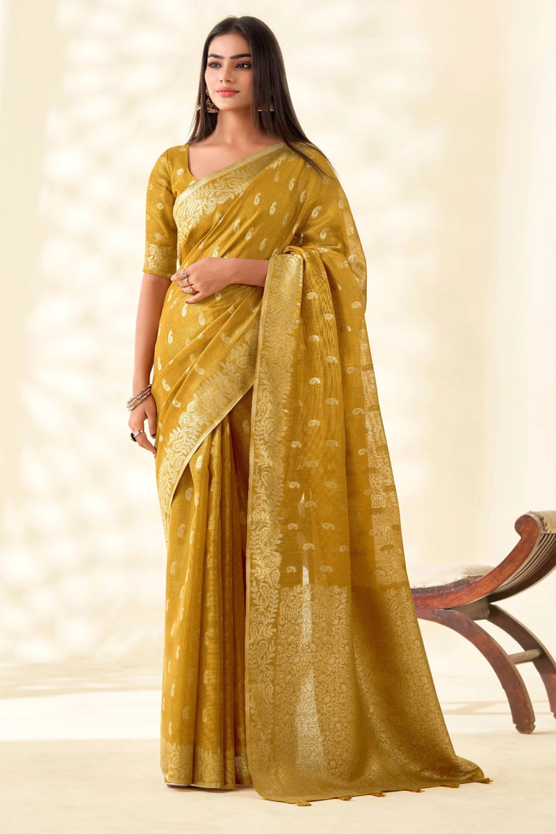 Woven Tissue Linen Blend Saree