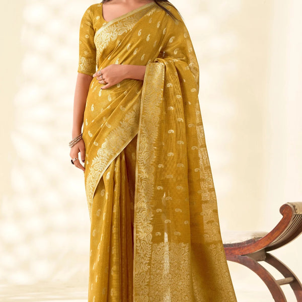 Woven Tissue Linen Saree