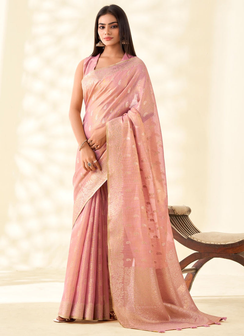 Woven Tissue Linen Blend Saree