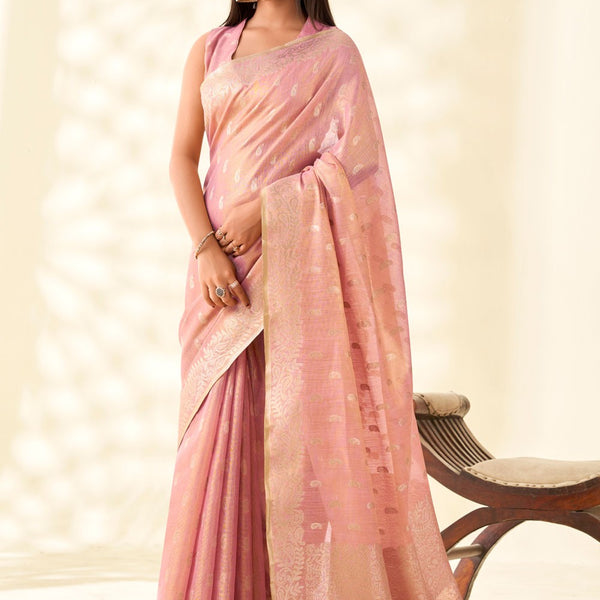 Woven Tissue Linen Blend Saree