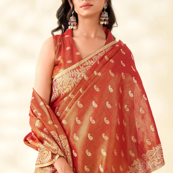 Woven Tissue Linen Blend Saree