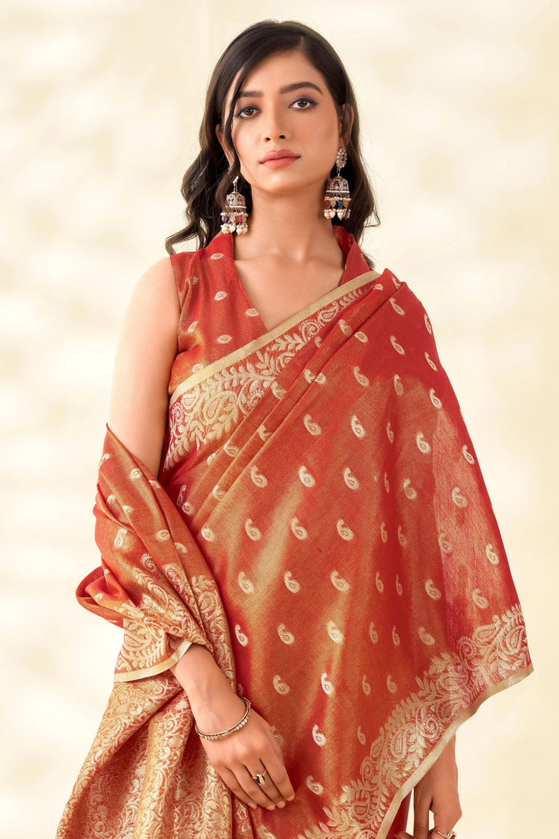 Woven Tissue Linen Saree