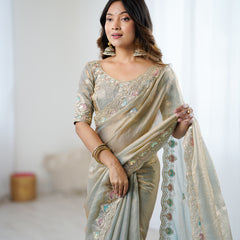 Fendy Satin Two-Tone Saree