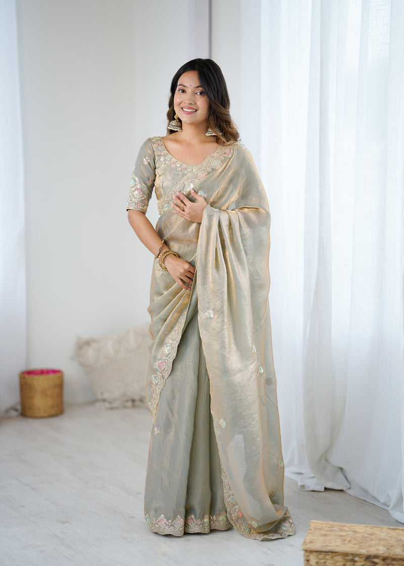 Fendy Satin Two-Tone Saree