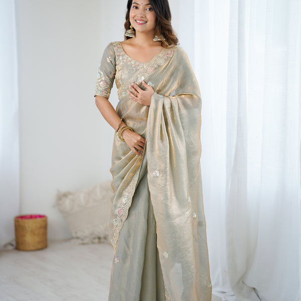 Fendy Satin Two-Tone Saree