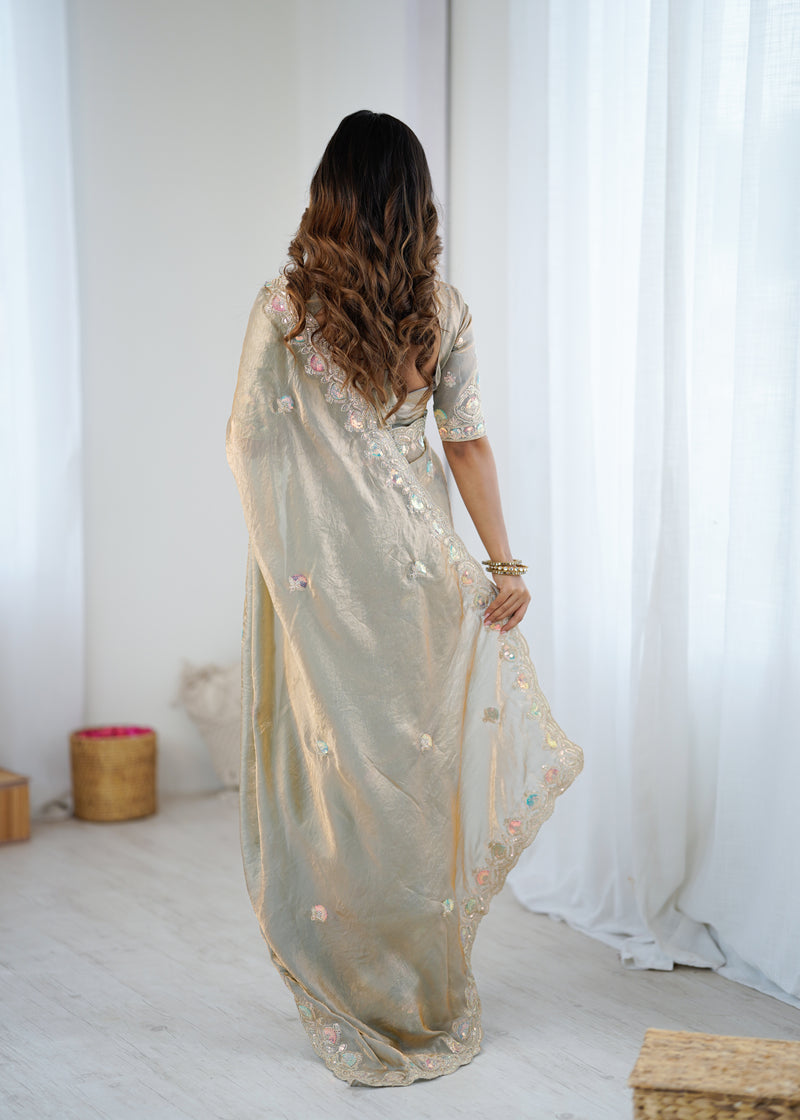 Fendy Satin Two-Tone Saree