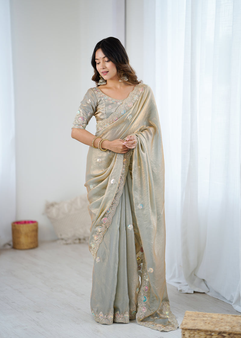 Fendy Satin Two-Tone Saree