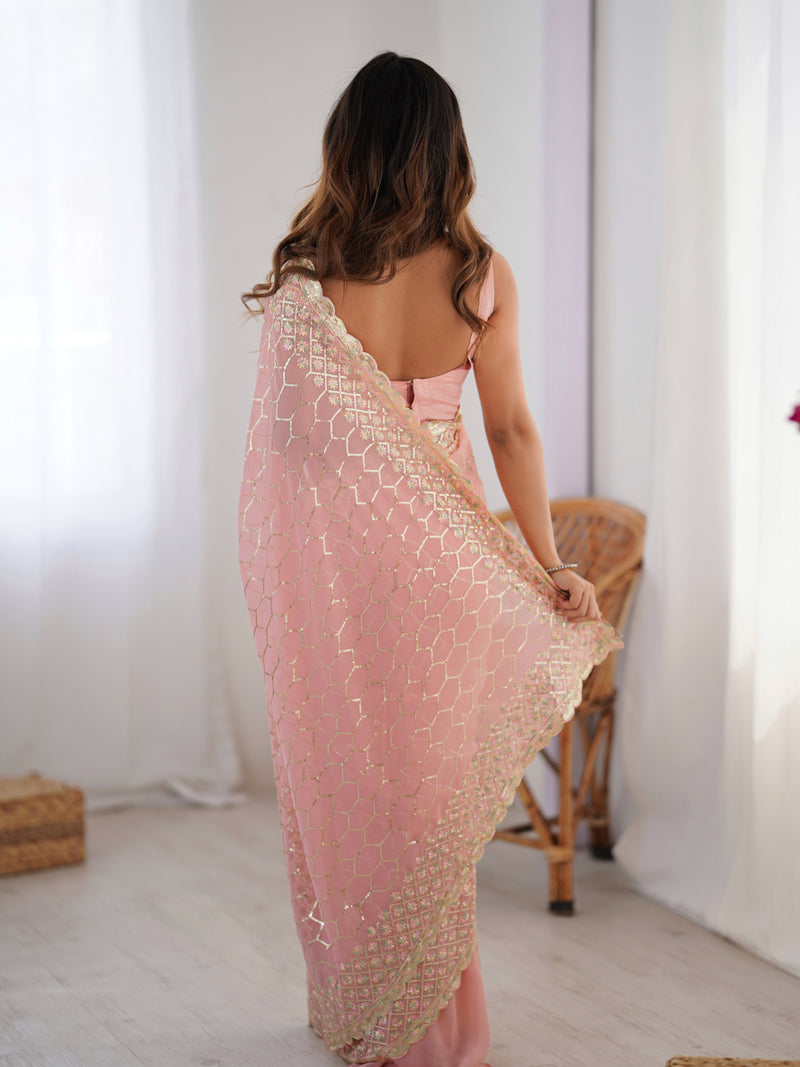 Georgette with All-Over Sequin Work Saree