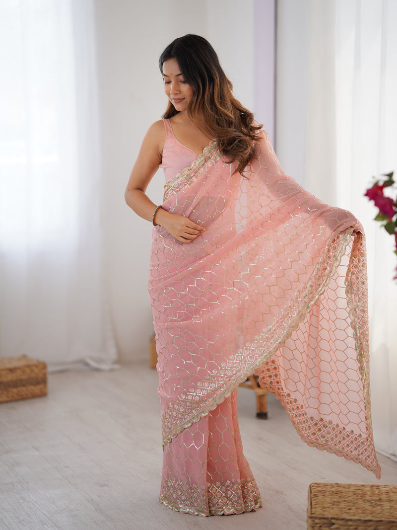 Georgette with All-Over Sequin Work Saree