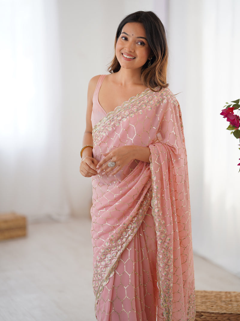 Georgette with All-Over Sequin Work Saree