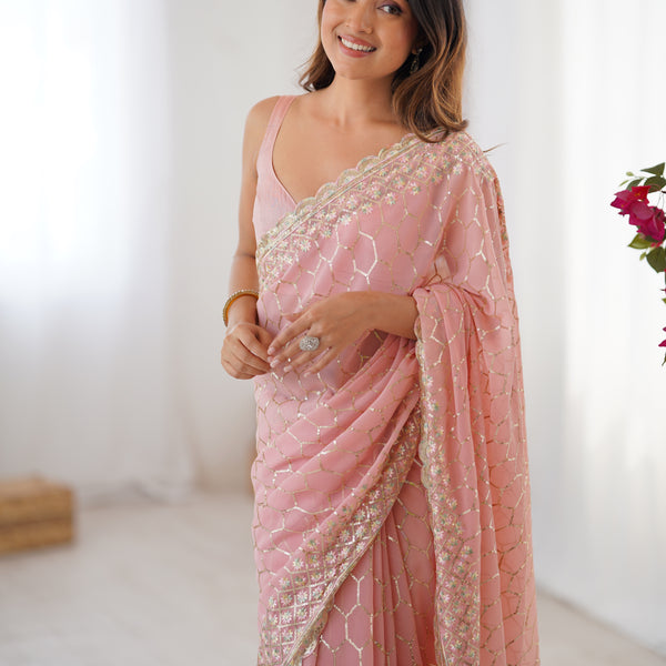 Georgette with All-Over Sequin Work Saree