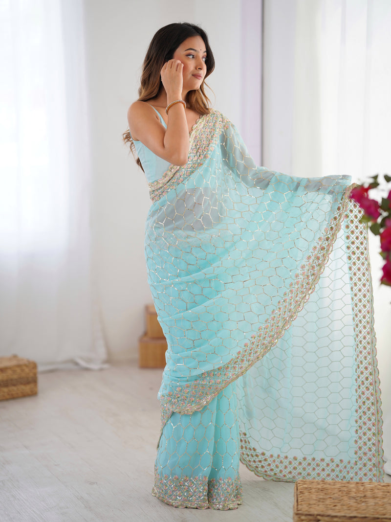 Georgette with All-Over Sequin Work Saree