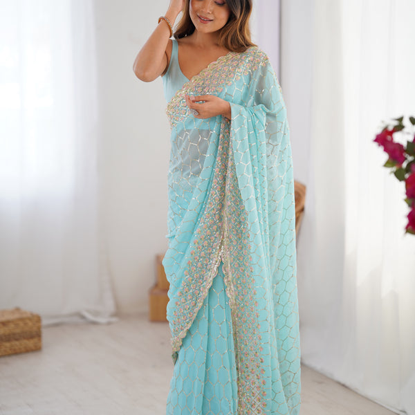 Georgette with All-Over Sequin Work Saree