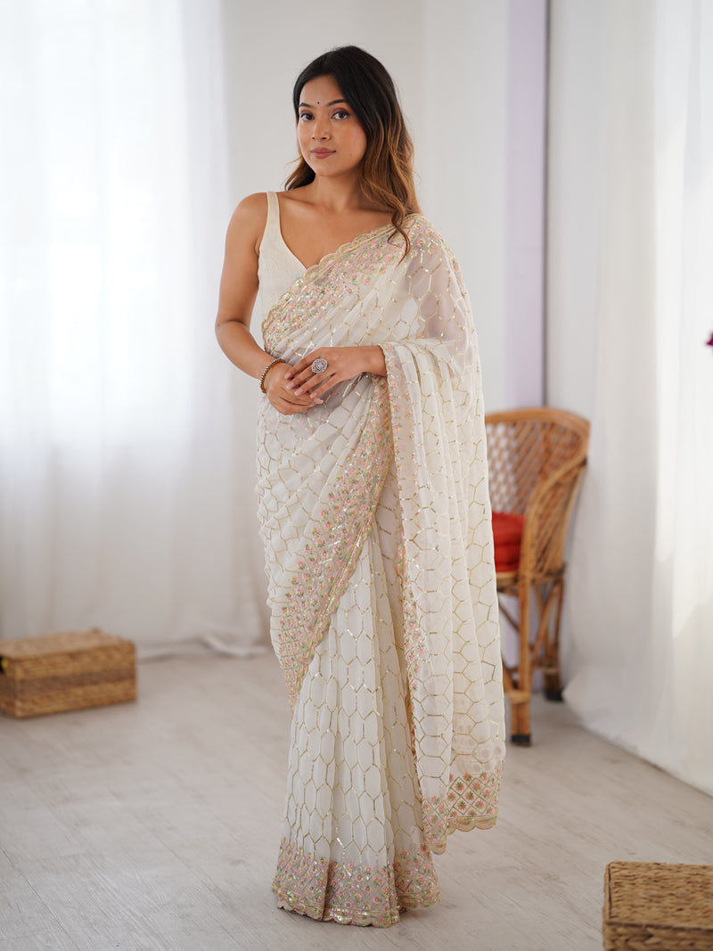 Georgette with All-Over Sequin Work Saree