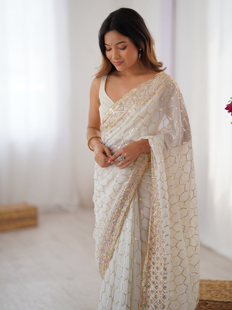 Georgette with All-Over Sequin Work Saree