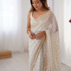 Georgette with All-Over Sequin Work Saree