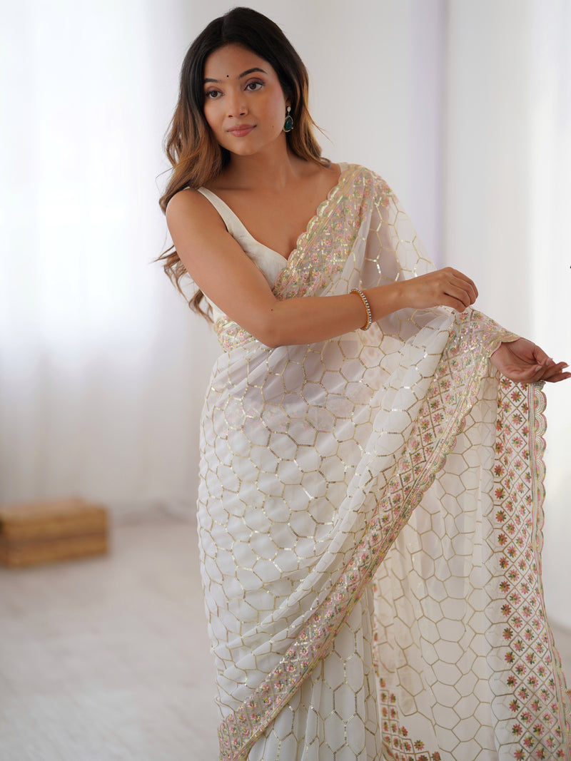 Georgette with All-Over Sequin Work Saree