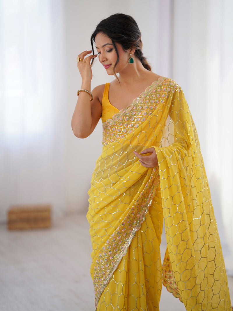 Georgette with All-Over Sequin Work Saree
