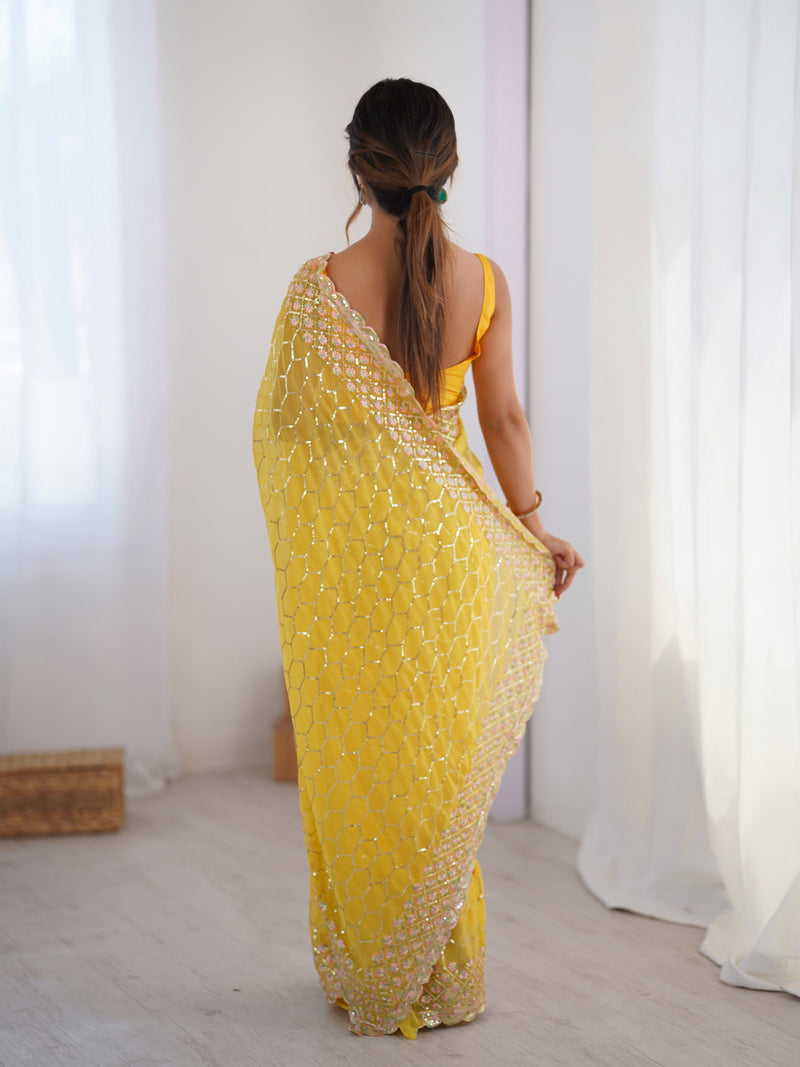 Georgette with All-Over Sequin Work Saree