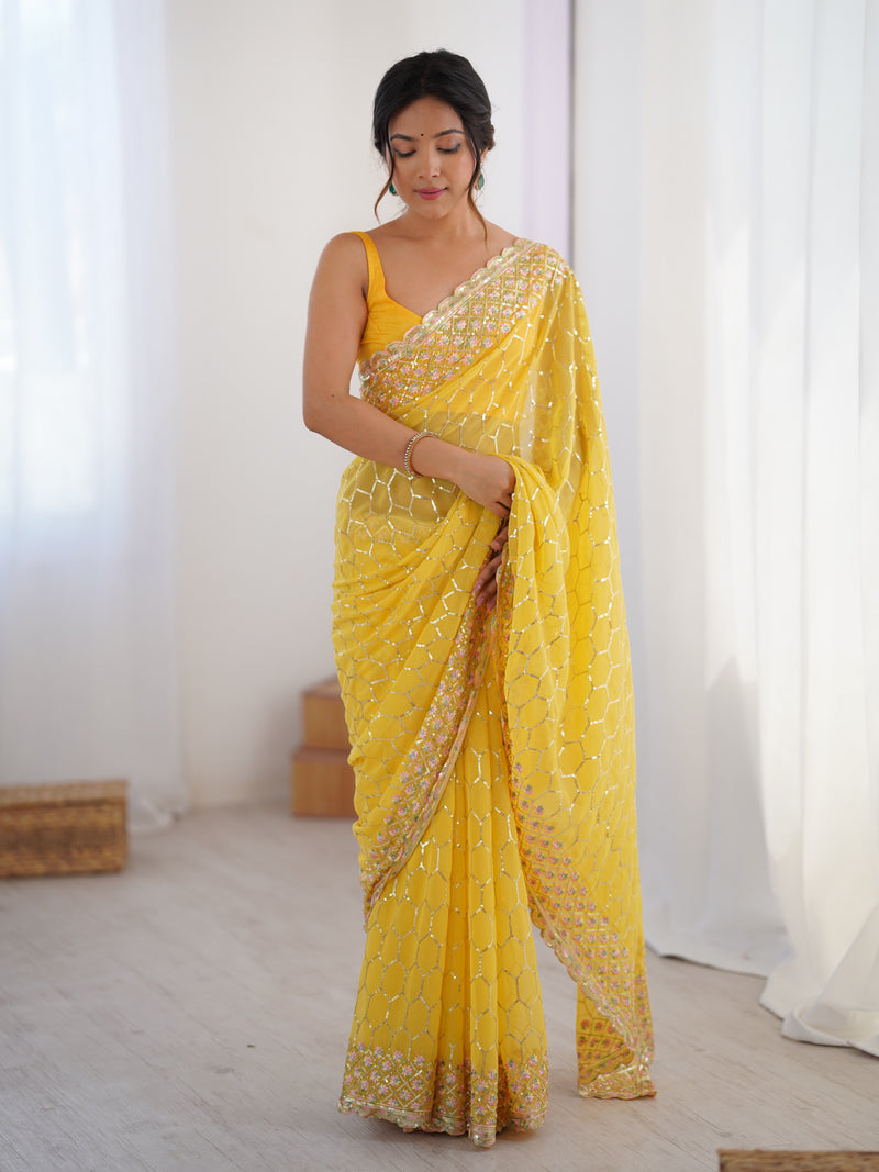 Georgette with All-Over Sequin Work Saree