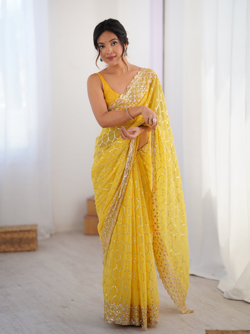 Georgette with All-Over Sequin Work Saree