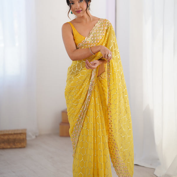 Georgette with All-Over Sequin Work Saree
