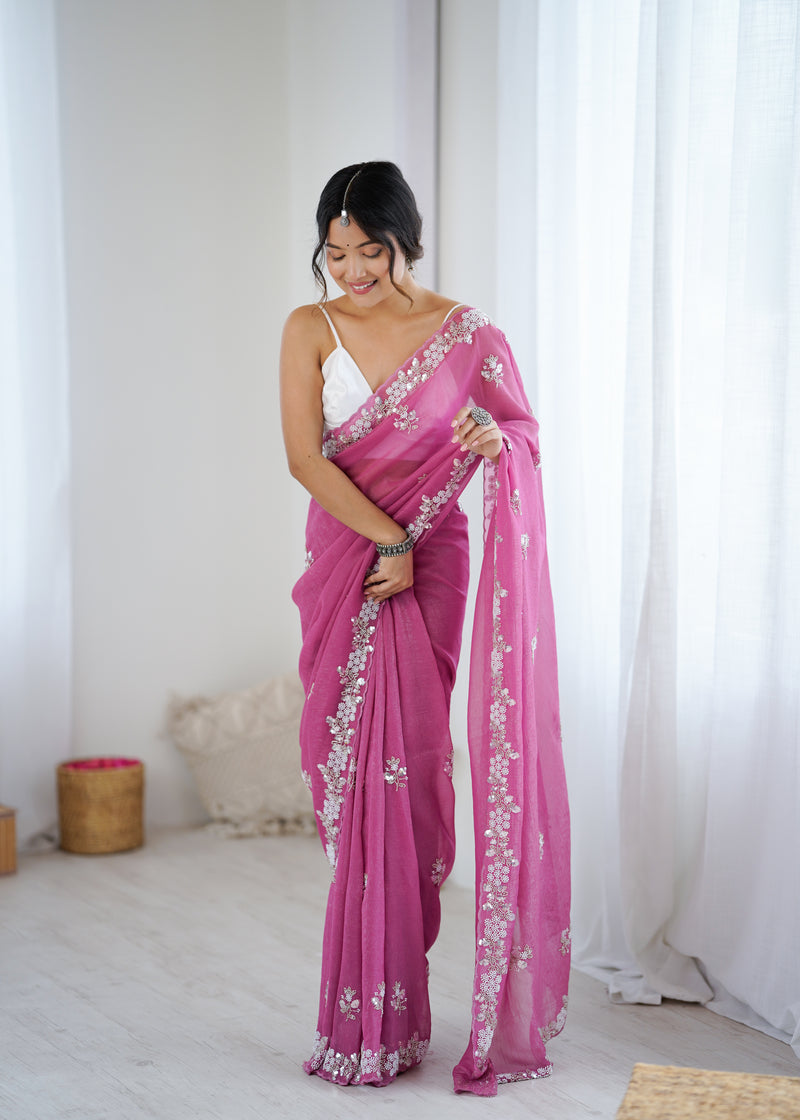 Shaded Chiffon with Heavy Embellishment Saree
