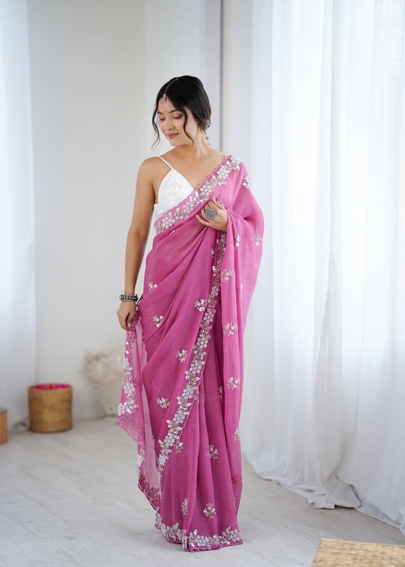 Shaded Chiffon with Heavy Embellishment Saree