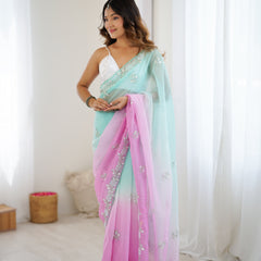 Shaded Chiffon with Heavy Embellishment Saree