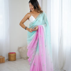 Shaded Chiffon with Heavy Embellishment Saree