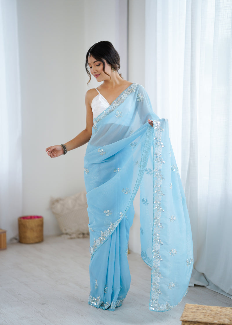 Shaded Chiffon with Heavy Embellishment Saree