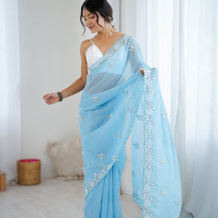 Shaded Chiffon with Heavy Embellishment Saree