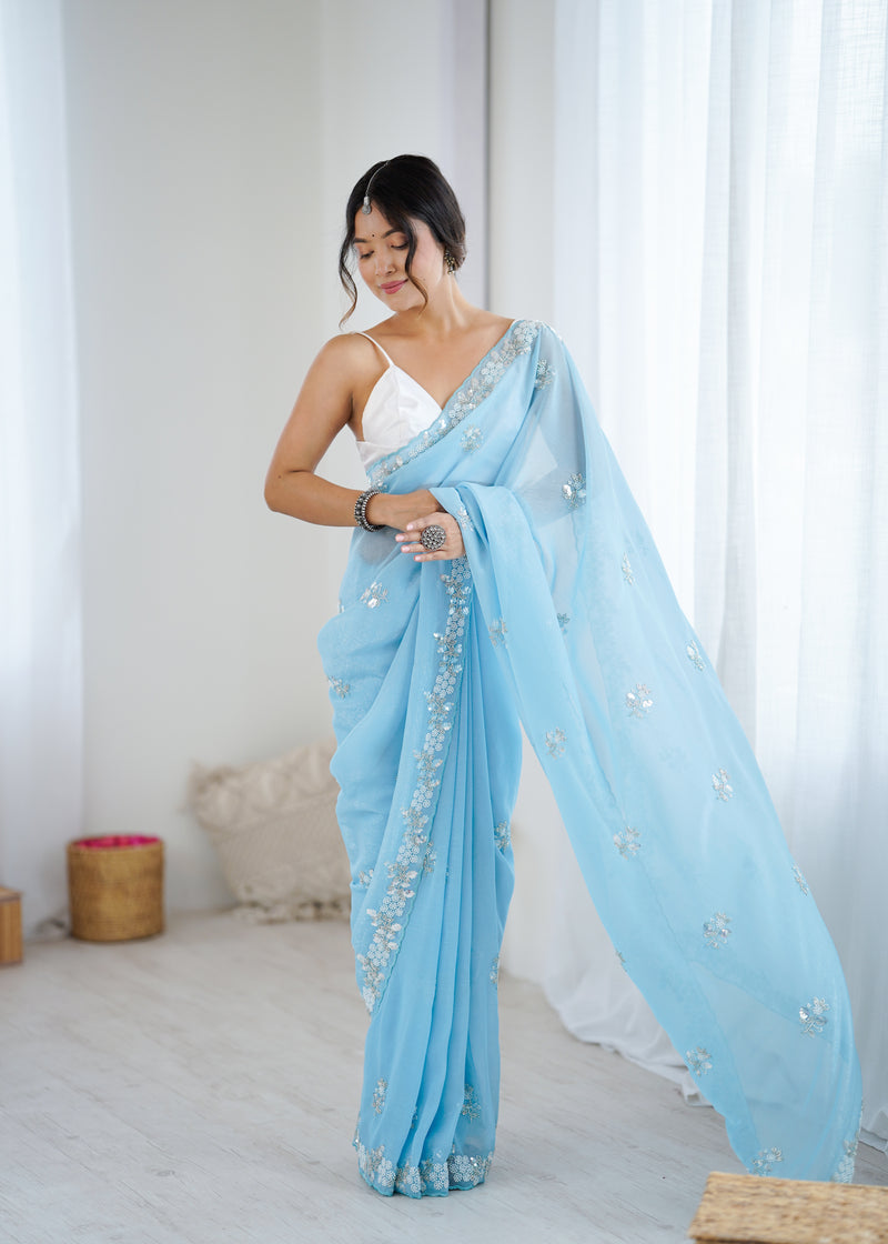 Shaded Chiffon with Heavy Embellishment Saree