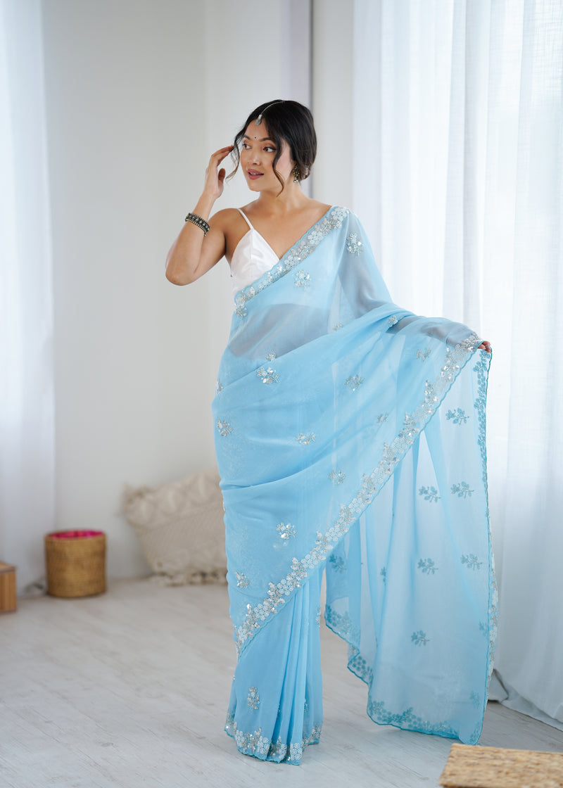 Shaded Chiffon with Heavy Embellishment Saree