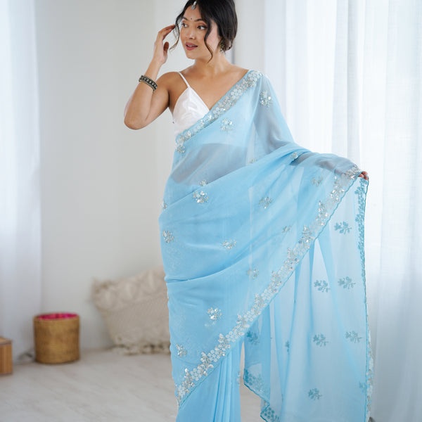 Shaded Chiffon with Heavy Embellishment Saree