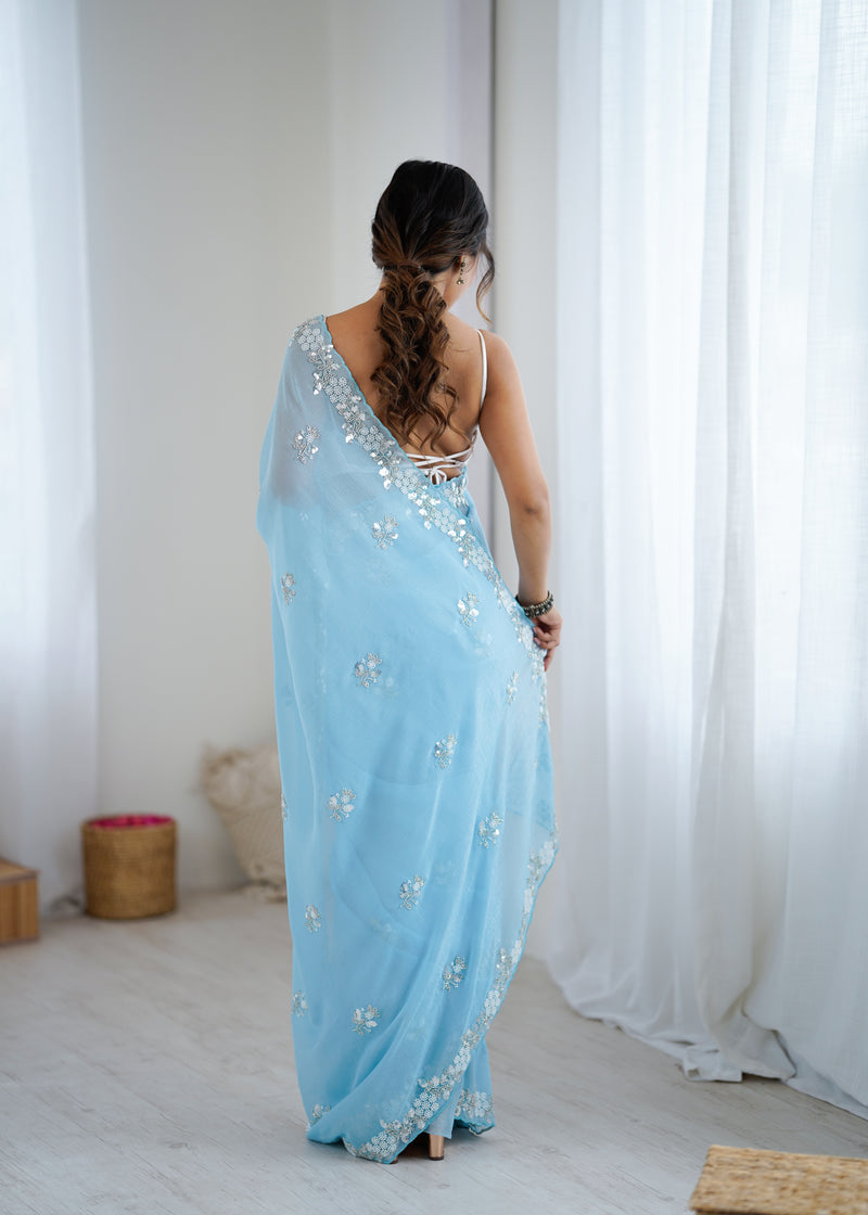 Shaded Chiffon with Heavy Embellishment Saree