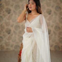 The Celestial Net Saree with Sequins Moti & Cutdana Work
