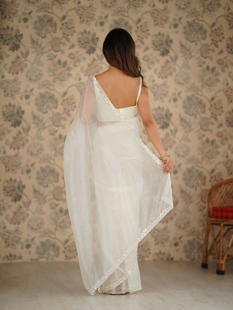 The Celestial Net Saree with Sequins Moti & Cutdana Work