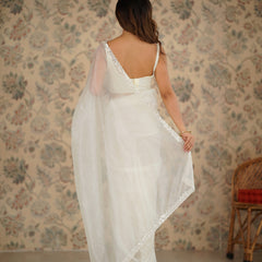 The Celestial Net Saree with Sequins Moti & Cutdana Work