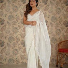 The Celestial Net Saree with Sequins Moti & Cutdana Work