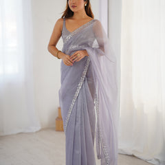 The Celestial Net Saree with Sequins Moti & Cutdana Work