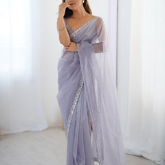 The Celestial Net Saree with Sequins Moti & Cutdana Work